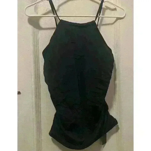 Tempt Me High Neck Adjustable Tunnel Straps Tankini Top Black NWT Size S - Picture 3 of 7